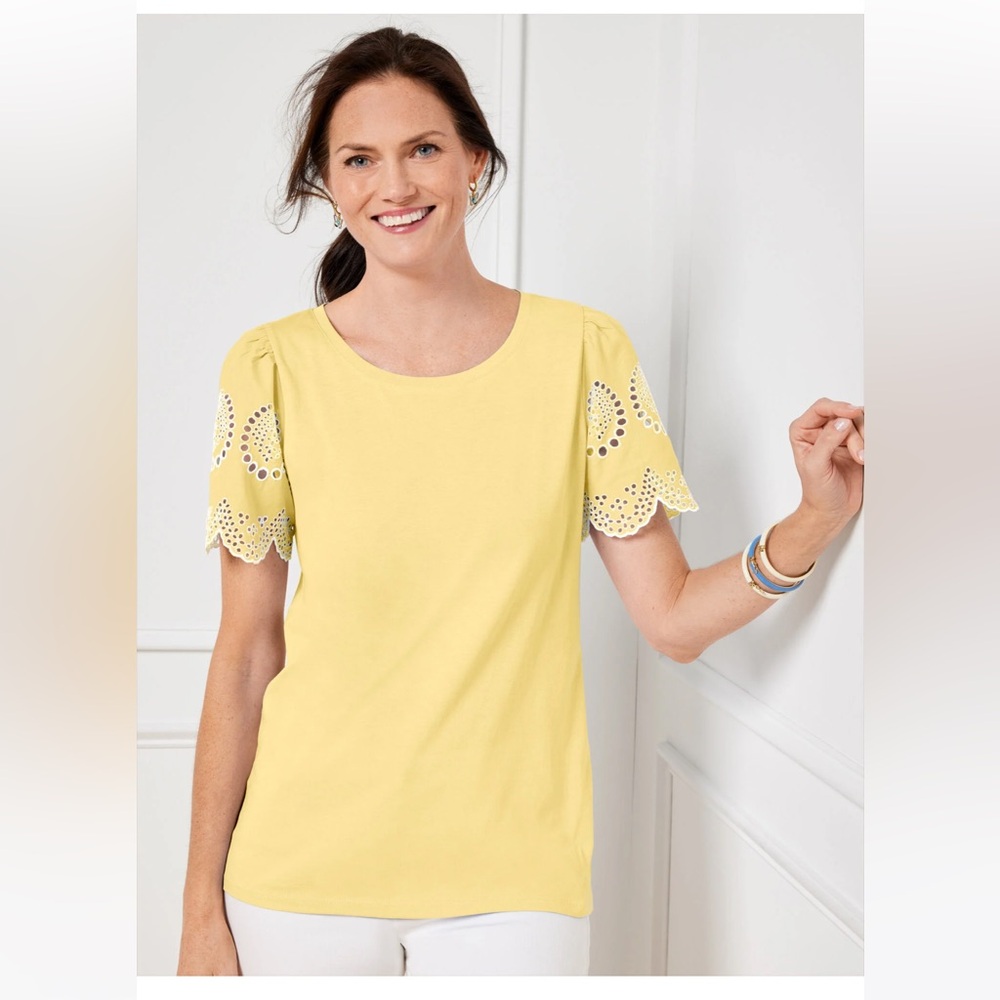 NWT Talbots Embroidered Puff Sleeve Tee S